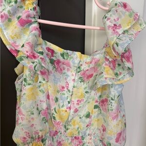 Janie and Jack - Matching Set: Girls Floral Ruffle Top with Skirt